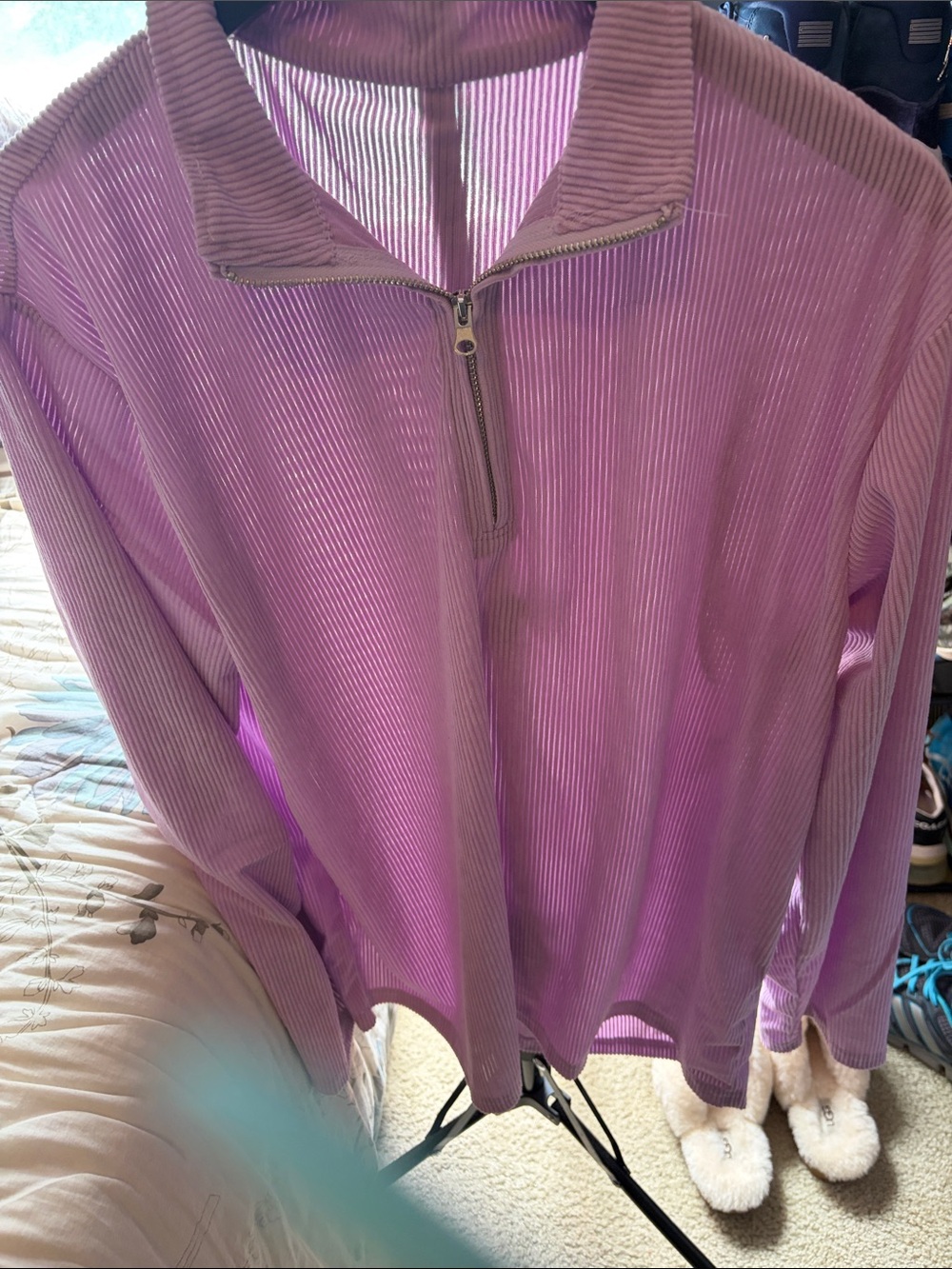 Amazon Women's Lavender Half-Zip Corded Pullover Sweatshirt